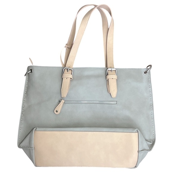 SHIRALEAH • Grey Pebbled Leather Chicago Tote Shoulder Crossbody Bag Purse - Picture 3 of 9